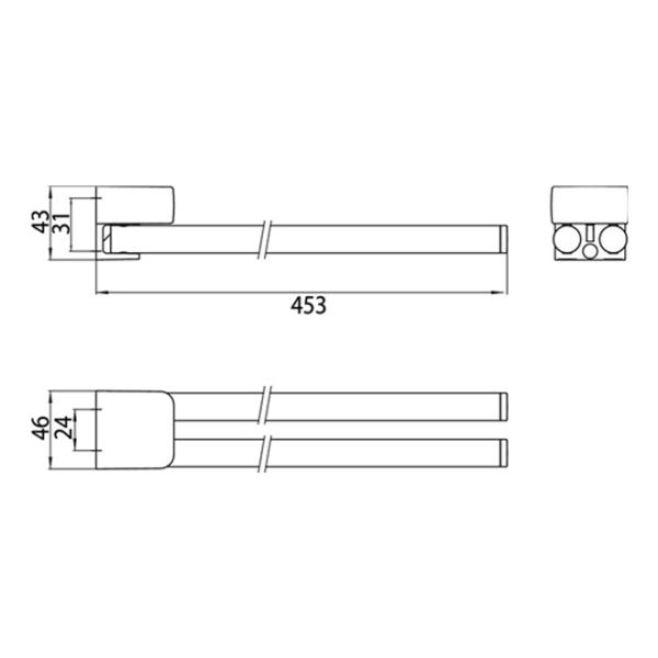 delphis unic Handtuchhalter schwenkbar 2-armig 450mm chr