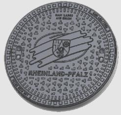 KASI Schachtabdeckung ohne Ventilation Motiv "Rheinland-Pfalz" Klasse B125 80mm