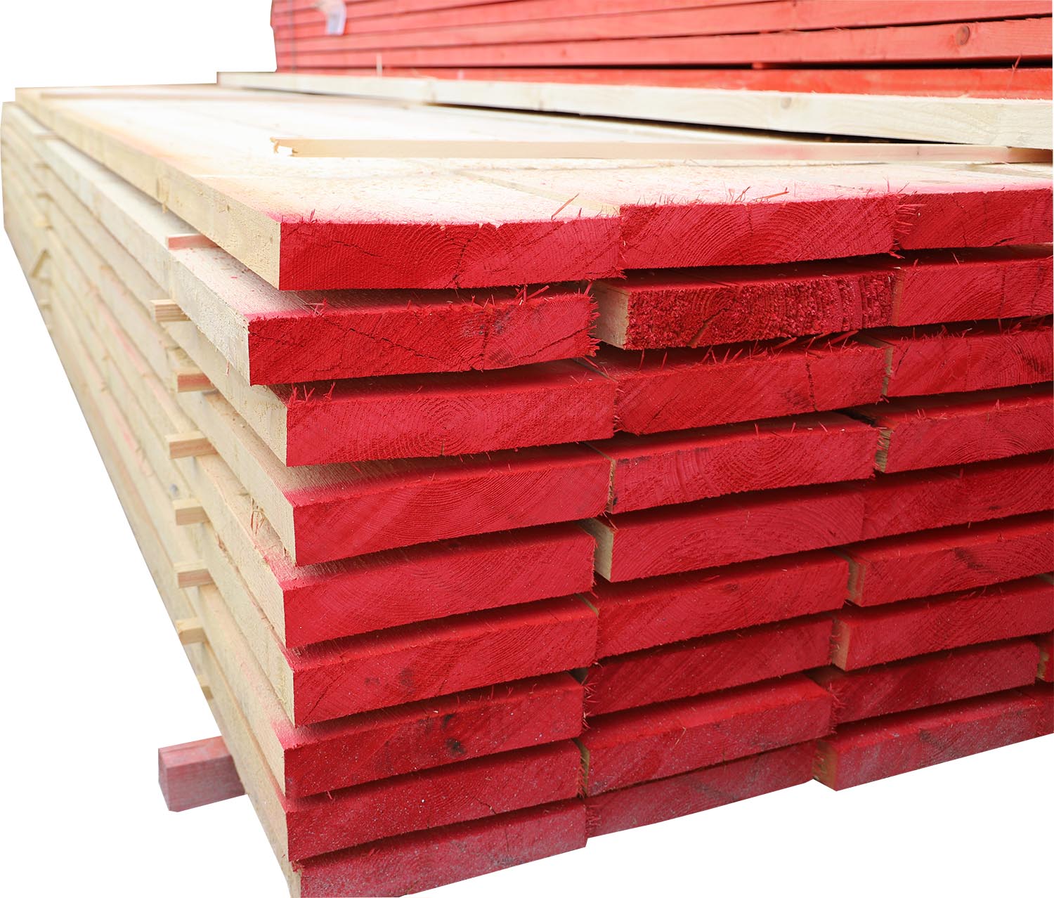 Holzbohle S10 gekappt, gestempelt, roh, rot markiert 50x280mm, 5m