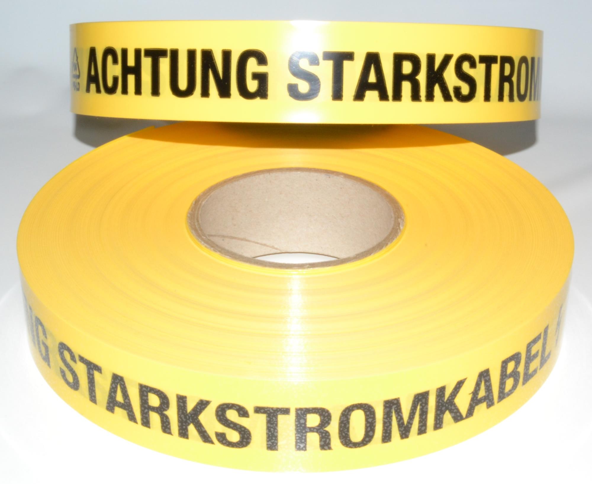 Multicoll Trassenwarnband "Achtung Starkstromkabel" gelb 250m