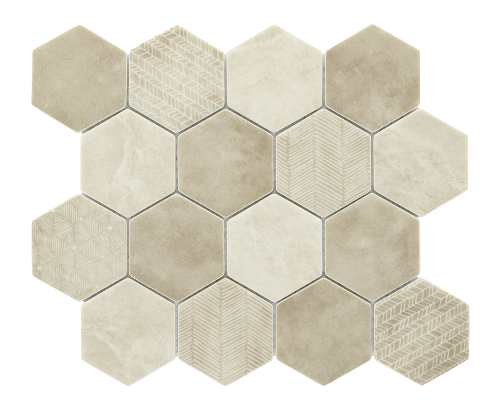 BW Desert Hexagon.chip 73x83 mm GL-20061 sahara beige 25.8x29.8 cm